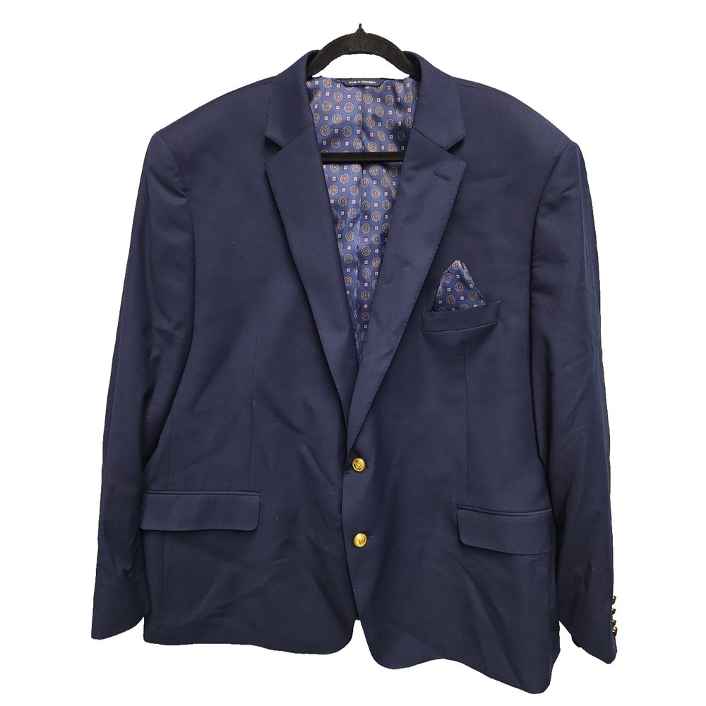 RALPH Ralph Lauren Blazer Men's 50R Navy Blue Gold Crest Buttons Sport Coat